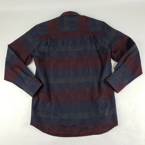 Visconti Button Up Paisley Shirt Blue Red Mens Small Collar Long Sleeve Striped - Picture 4 of 9